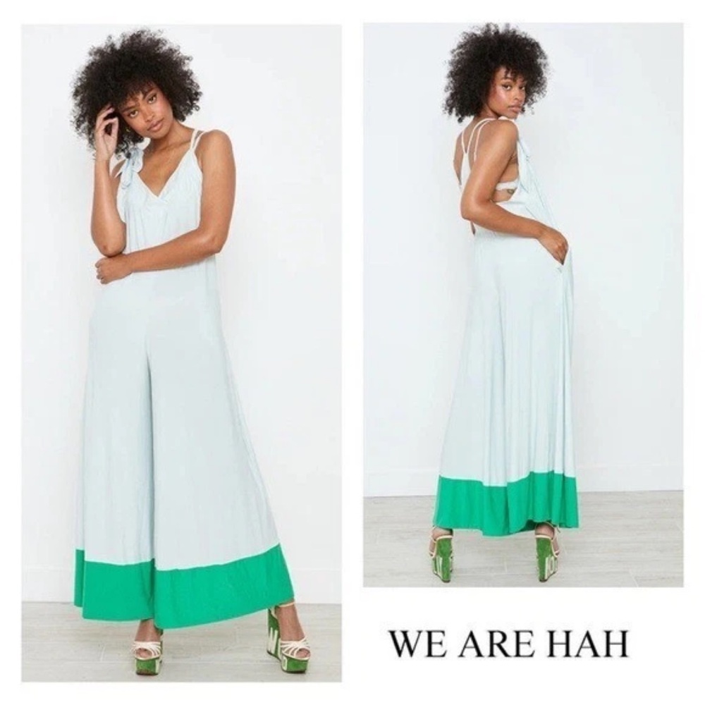 New! NWT WE ARE HAH Jump 2 It Colorblock Wide Leg Jumpsuit